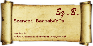 Szenczi Barnabás névjegykártya