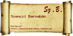 Szenczi Barnabás névjegykártya